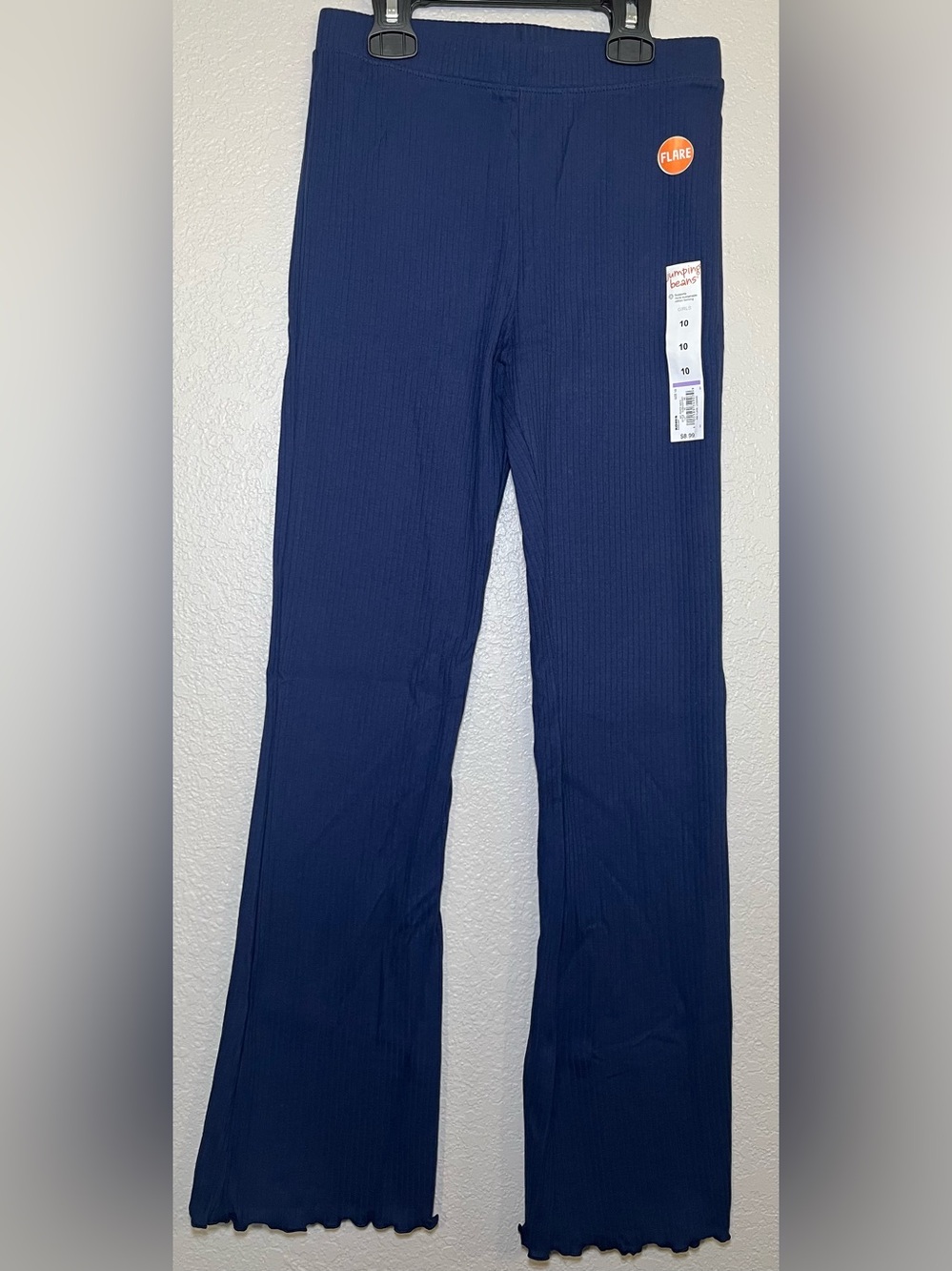 NWT Girls Jumping Beans Kohl’s Ribbed Flare Leggings Navy Blue Size 10